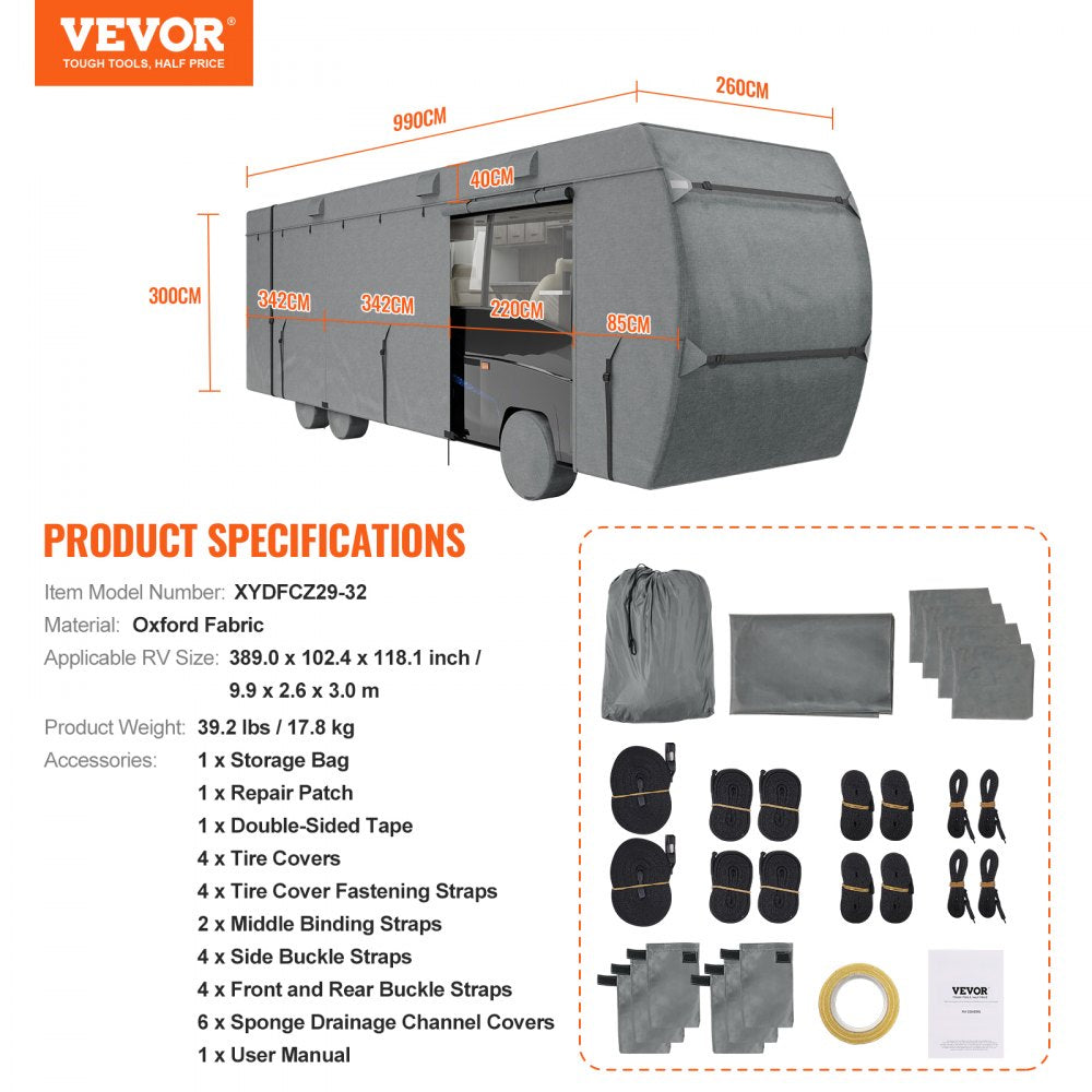 VEVOR Class C RV Cover Motorhome Cover 29-32 ft Oxford Fabric Motorhome RV Cover 
