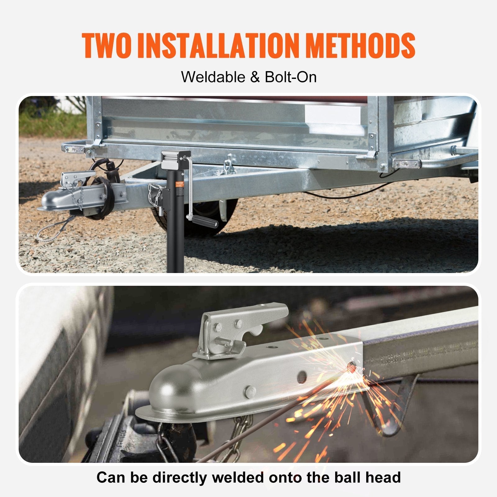 VEVOR Straight Trailer Coupler, for 2-Inch Hitch Ball, 2-Inch Channel, 3500 lbs Capacity, Heavy Duty Trailer Tongue Coupler, Ideal for Towing Station Wagons, Pickup Trucks, SUVs, Zinc Plated Surface 