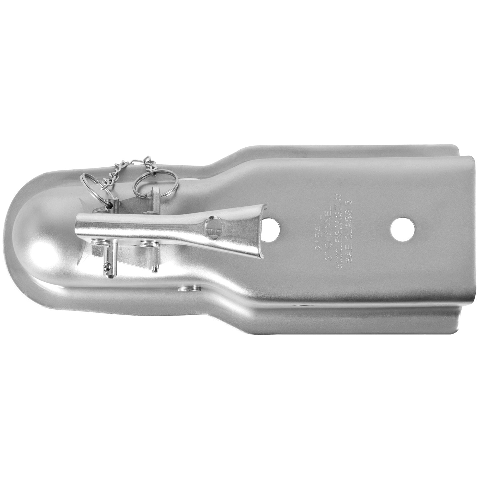 VEVOR Straight Trailer Coupler, for 2-Inch Hitch Ball, 3-Inch Channel, 5000 lbs Capacity, Heavy Duty Trailer Tongue Coupler, Ideal for Towing Station Wagons, Pickup Trucks, SUVs, Zinc Plated Surface 