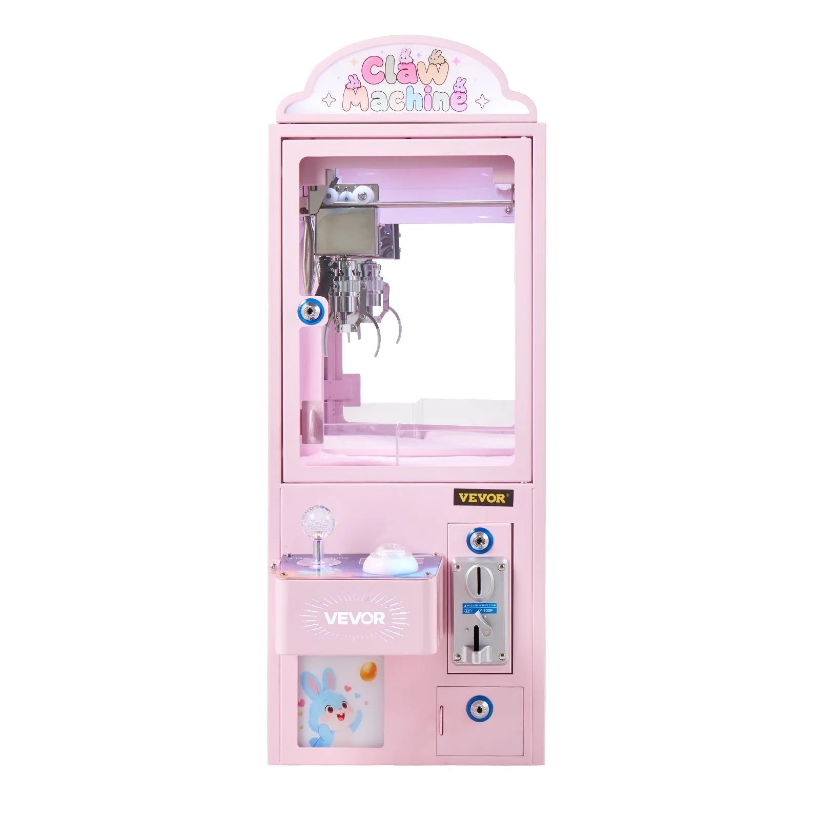 VEVOR Claw Crane Machine, Medium-Sized Arcade Game Machine with Light & Sound, Adjustable Steel Claws, Precise Toy Candy Grabber Prize Dispenser Vending Toy, for Commercial Home Parties Cinema, Pink 