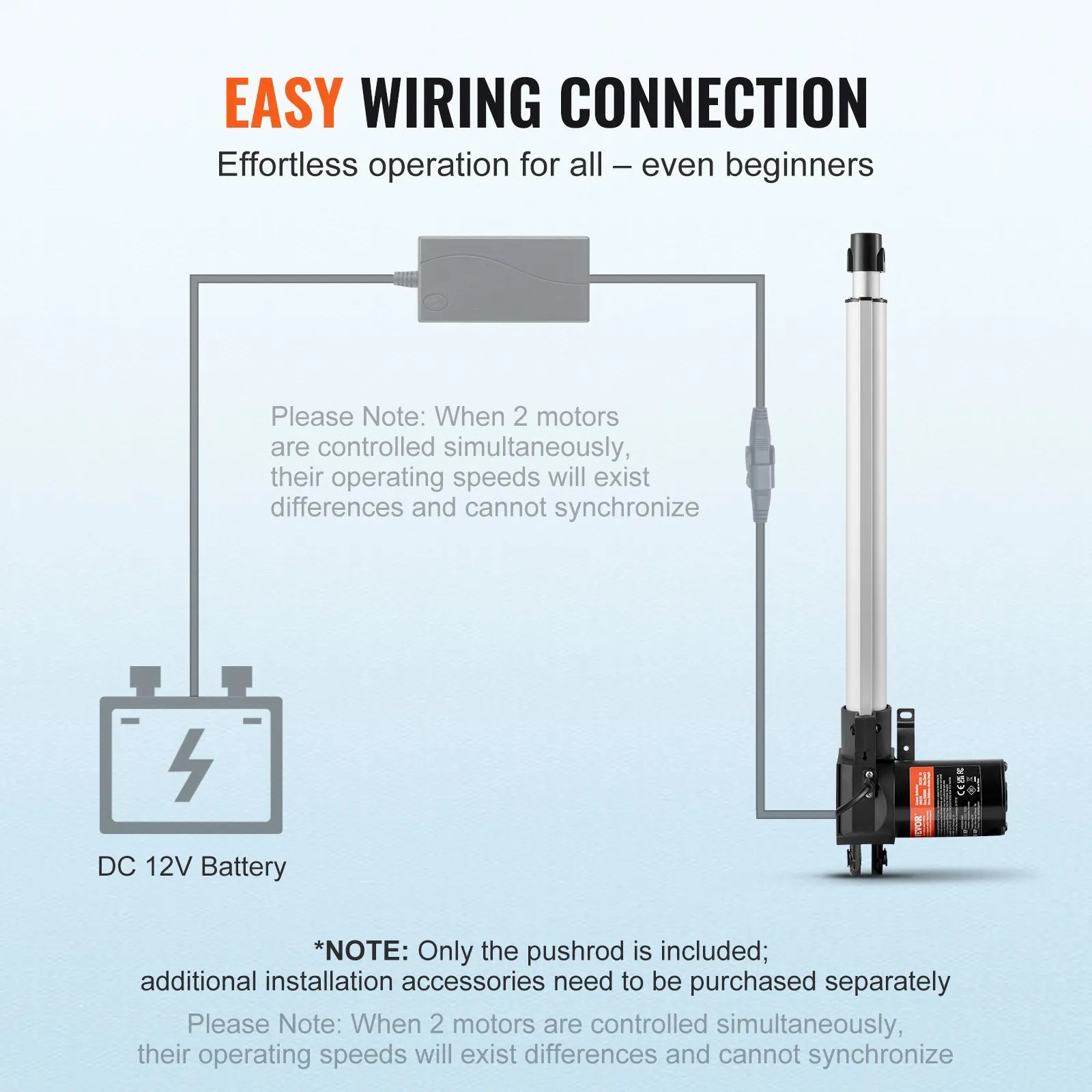 VEVOR Linear Actuator 12V, 14 Inch Heavy Duty 1320lbs/6000N Linear Actuator, 0.19"/s Linear Motion Actuator with Mounting Bracket & IP44 Protection for Electric Door Industrial Machinery Vessels Cargo