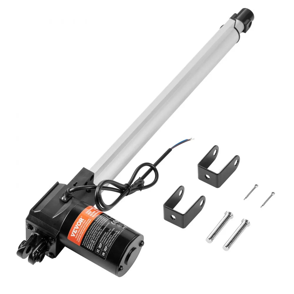 VEVOR Linear Actuator 12V, 16 Inch Heavy Duty 1320lbs /6000N Linear Actuator, 0.19"/s Linear Motion Actuator with Mounting Bracket & IP44 Protection for Electric Door Industrial Machinery Vessels Cargo