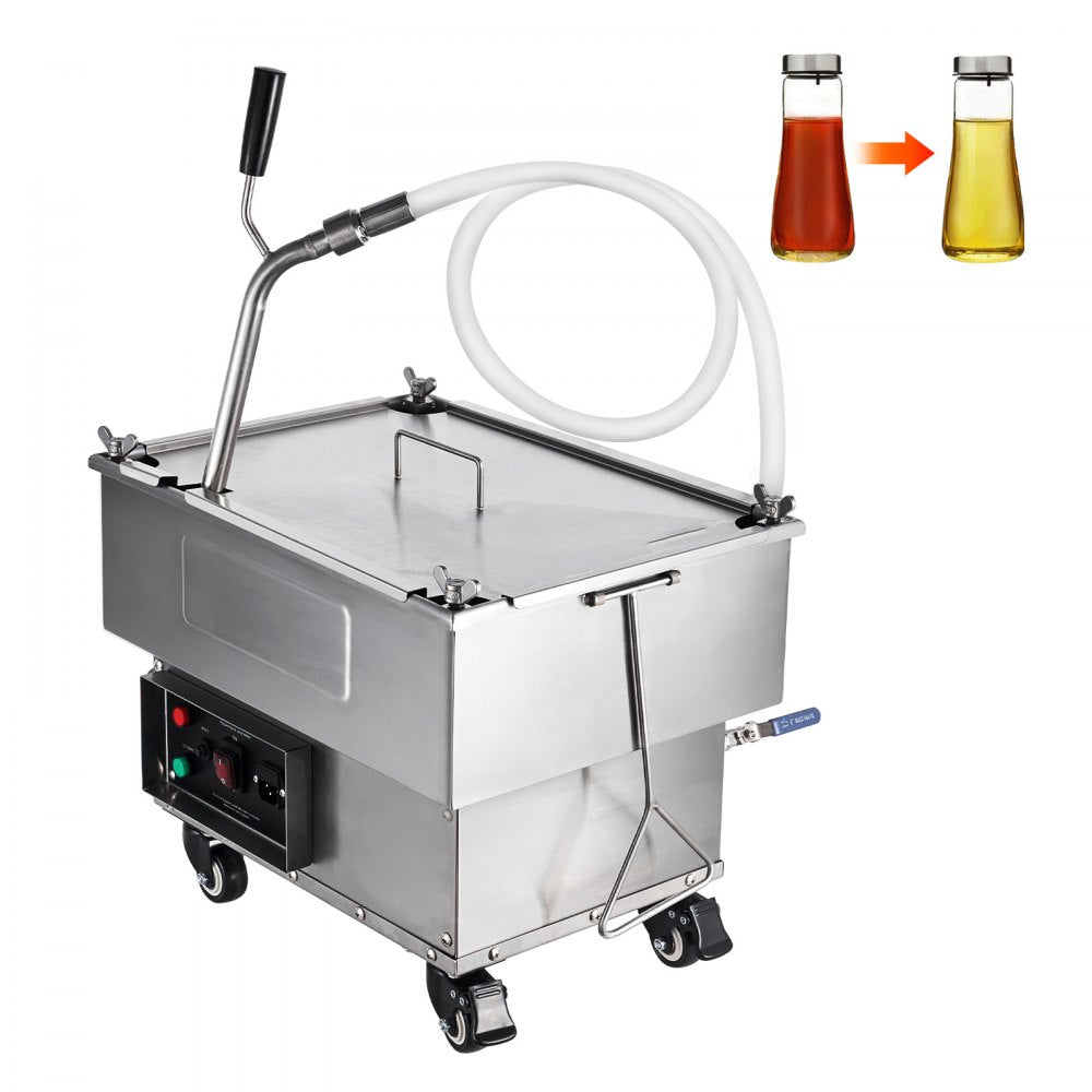 VEVOR Mobile Fryer Filter, 18L Oil Tank Capacity, Oil Filtration System with 10 L/min Oil Filtration Speed, Mobile Frying Oil Filtering System with Swivel Wheels, Oil Hose for Restaurant Burger Stores 