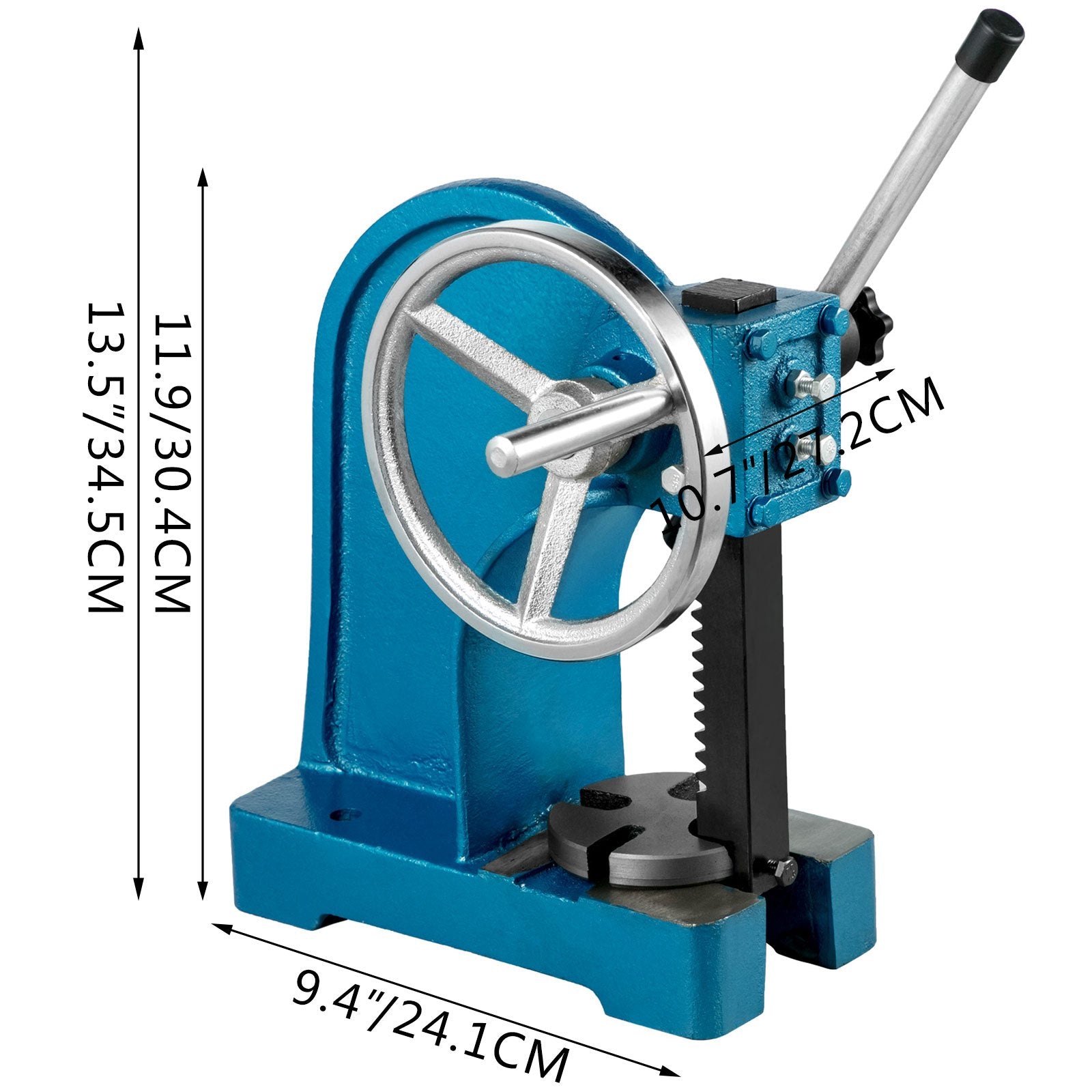 VEVOR Heavy Duty Arbor Press 1 Ton, Manual Arbor Press with Handwheel, Manual Desktop Metal Arbor Press 4-5/8 Inch Max. Working Height, for Riveting Punching Holes 