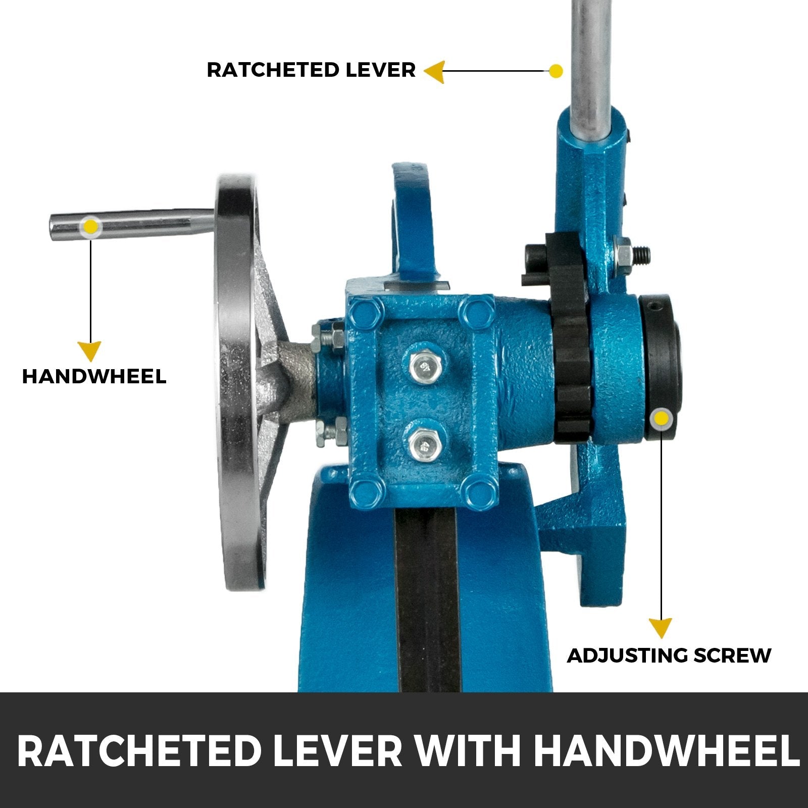 VEVOR Heavy Duty Arbor Press 3 Ton, Ratchet Leverage Arbor Press with Handwheel, Manual Desktop Metal Arbor Press 21.5 Inch Max. Working Height, for Riveting Punching Holes 