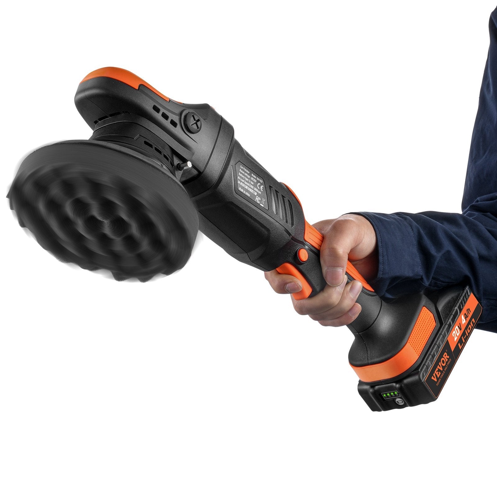VEVOR 20V Cordless Buffer Polisher 6" Brushless Polisher with 1PCS 4.0Ah Battery 
