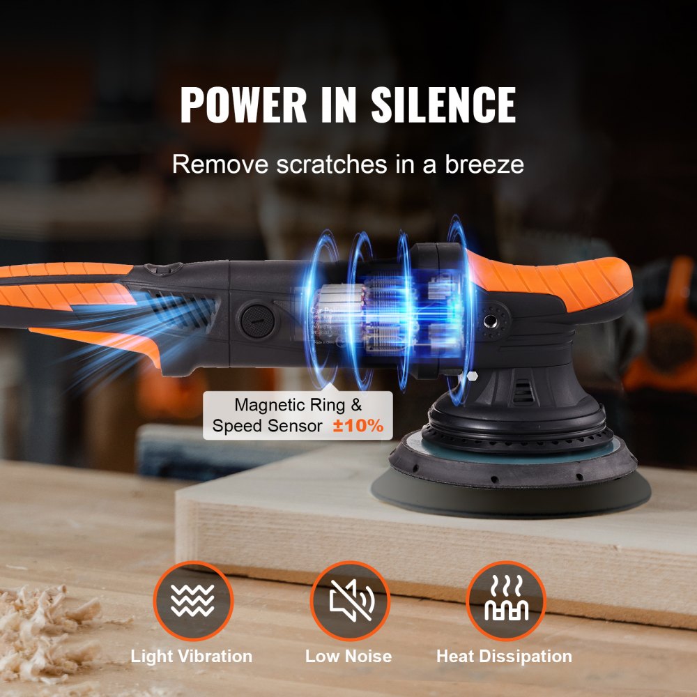 VEVOR Car Polisher Buffer Sander Waxer Kit 6 Variable speed 6" 4600W w/ Pads 