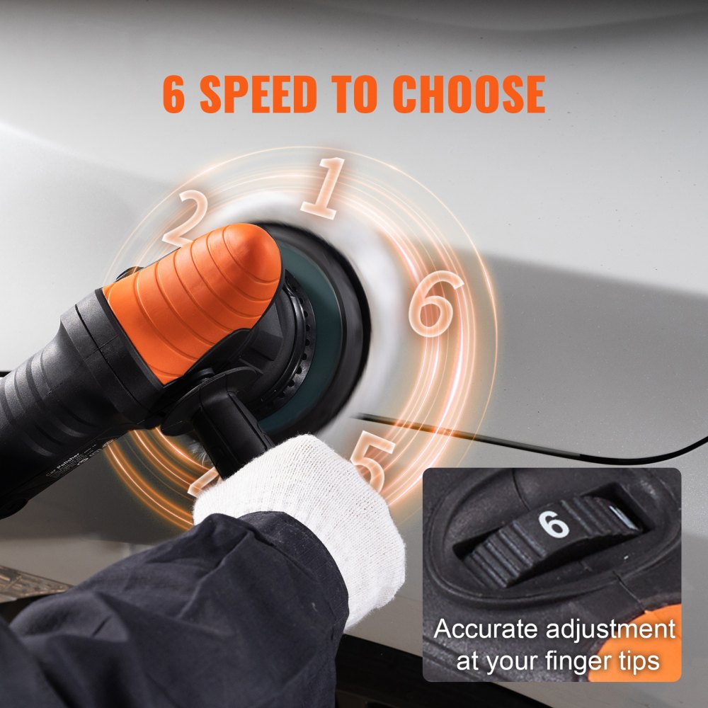 VEVOR Car Polisher Buffer Sander Waxer Kit 6 Variable speed 6" 4600W w/ Pads 