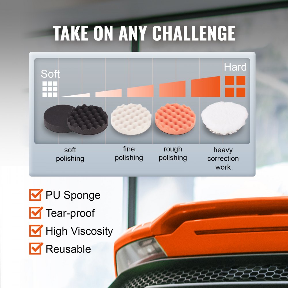 VEVOR Car Polisher Buffer Sander Waxer Kit 6 Variable speed 6" 4600W w/ Pads 