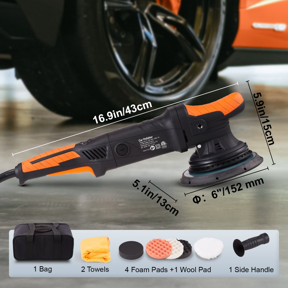 VEVOR Car Polisher Buffer Sander Waxer Kit 6 Variable speed 6" 4600W w/ Pads 