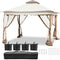 VEVOR Outdoor Canopy Gazebo Tent, Portable Canopy Shelter with 12\'x12\' Large Shade Tents for Parties, Backyard, Patio Lawn and Garden, 4 Sandbags, Carrying Bag and Netting Included, Brown