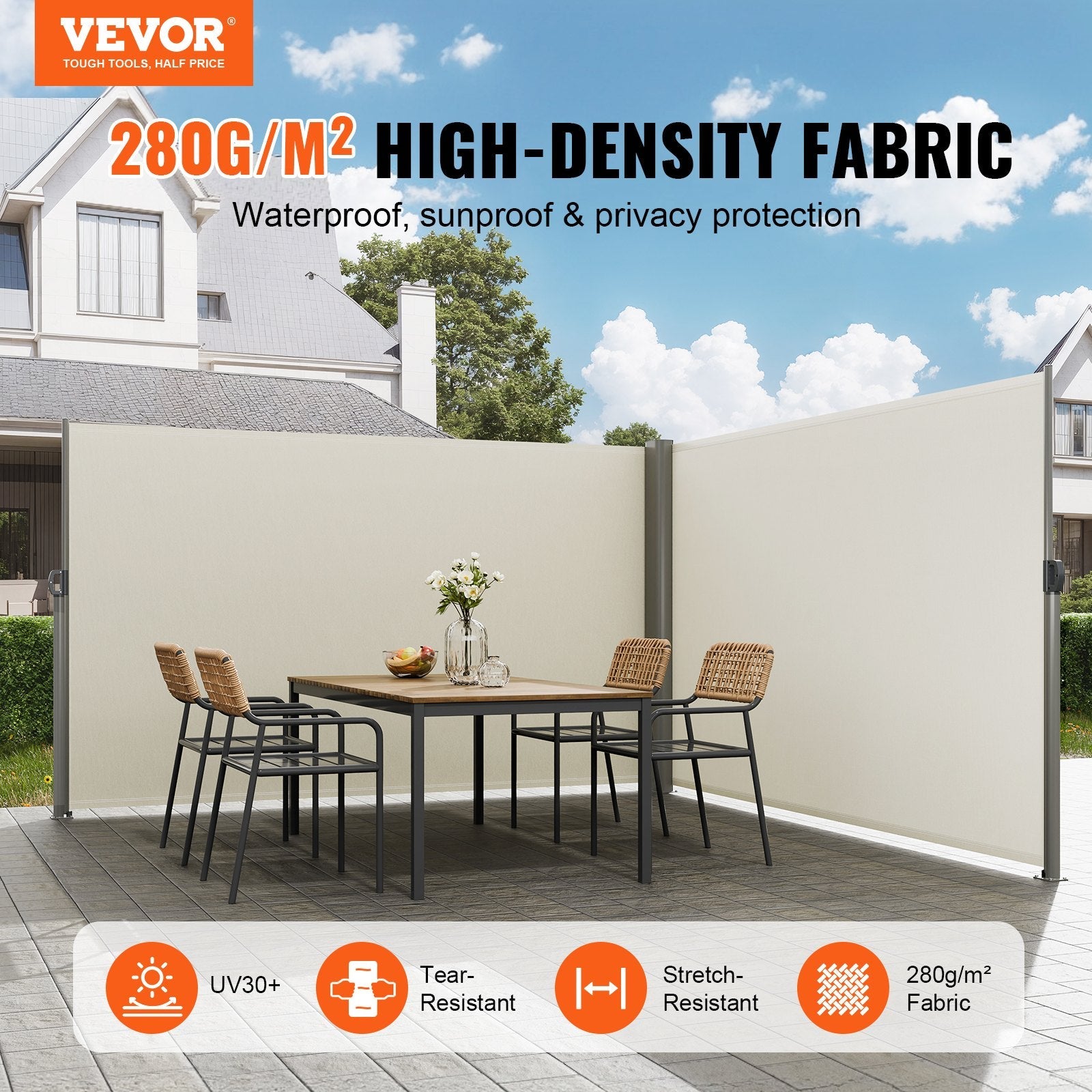 Retractable Side Awning Patio Screen Retractable Fence 63x236inch Privacy Screen 