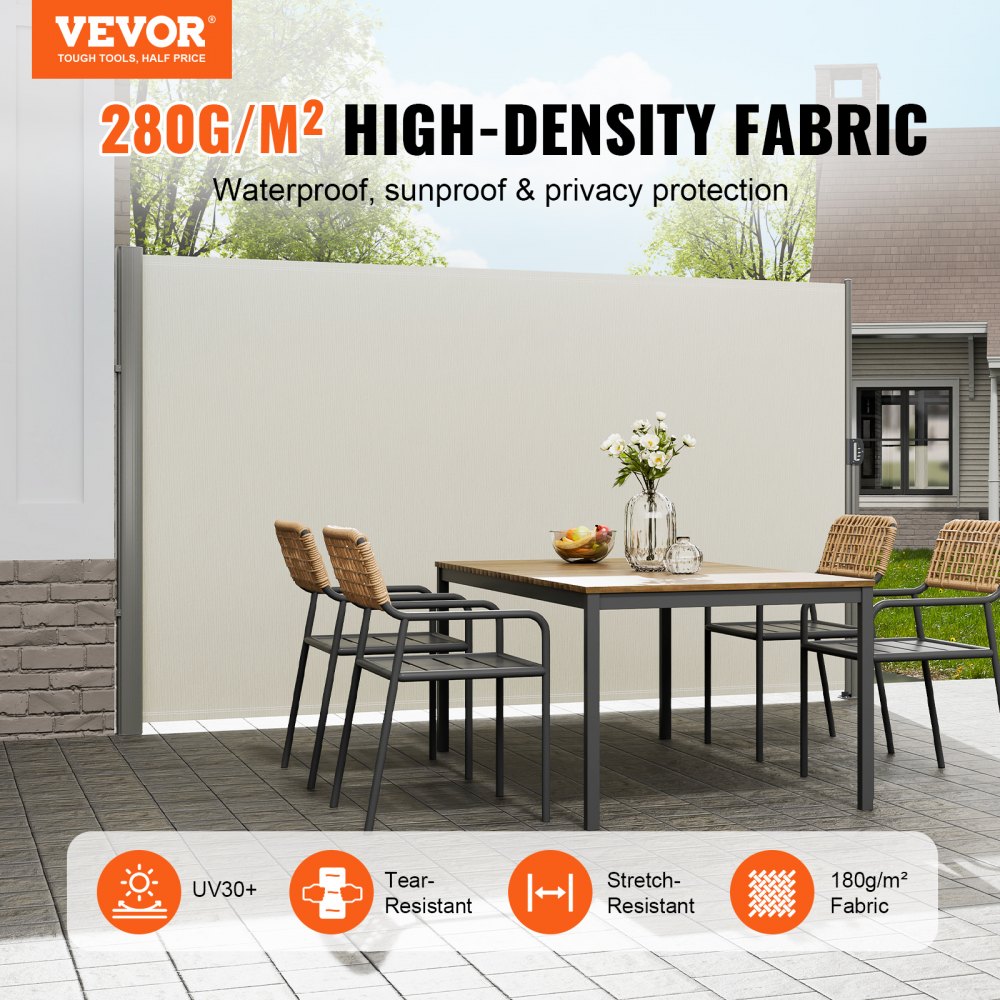 Retractable Side Awning Patio Screen Retractable Fence 71x118inch Privacy Screen 