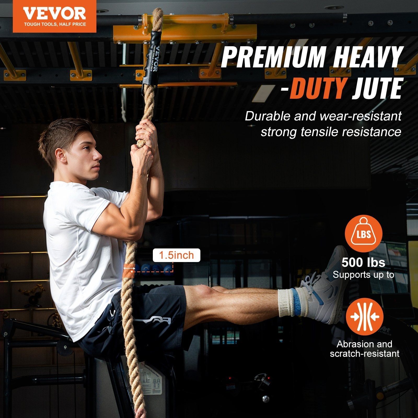 VEVOR 1.5"x10FT Gym Climbing Rope Fitness Strength Training Rope Home Exercise 
