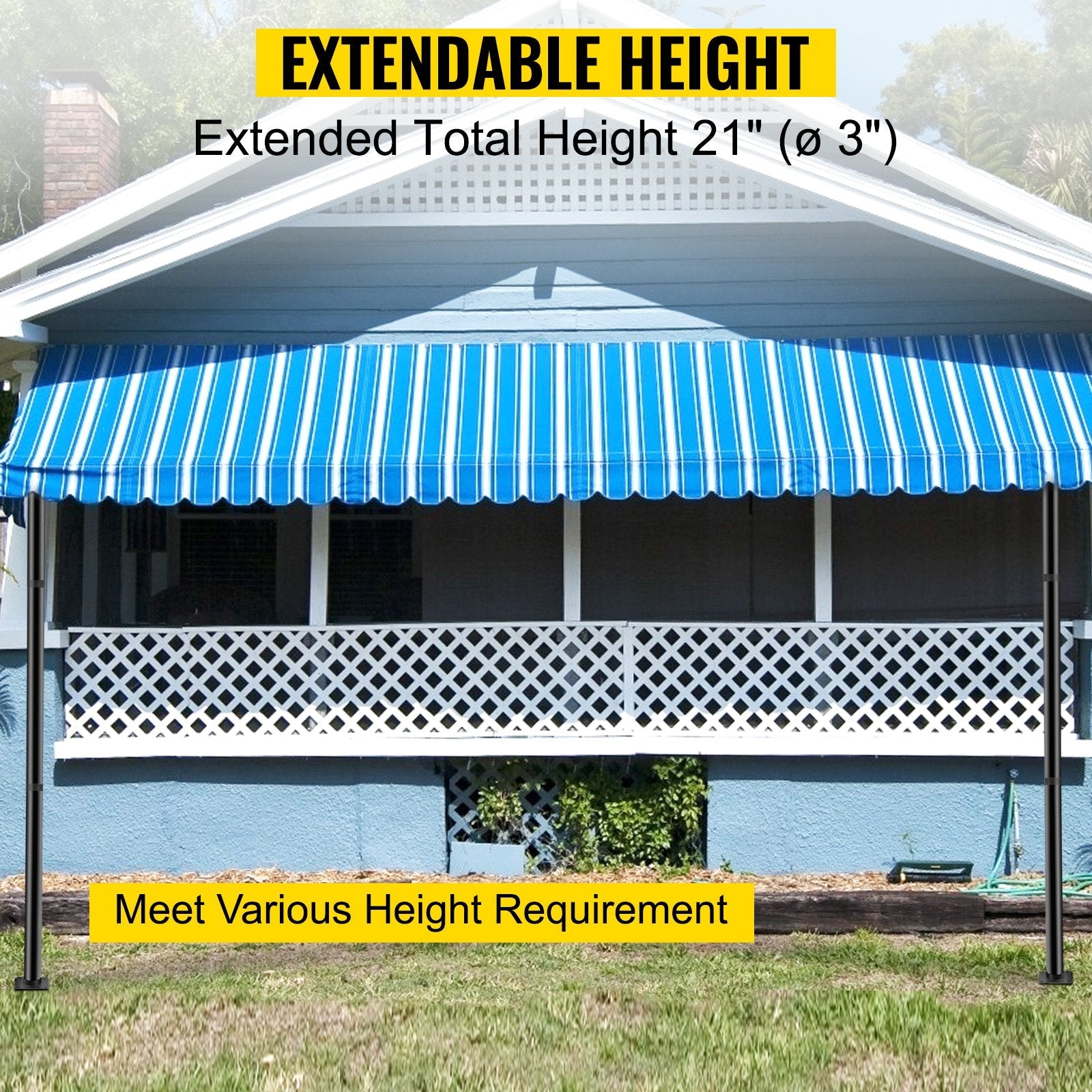 VEVOR Sail Pole Extension, 21\" Height Shade Pole Extension, 3\" Diameter Shade Sail Pole Extender, Heavy Duty Steel Structure Powder Coated Sun Shade Extension Poles Suitable for Deck, Garden, Backya 