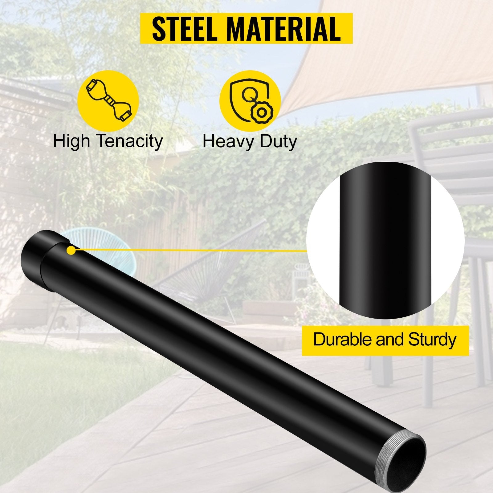 VEVOR Sail Pole Extension, 21\" Height Shade Pole Extension, 3\" Diameter Shade Sail Pole Extender, Heavy Duty Steel Structure Powder Coated Sun Shade Extension Poles Suitable for Deck, Garden, Backya 