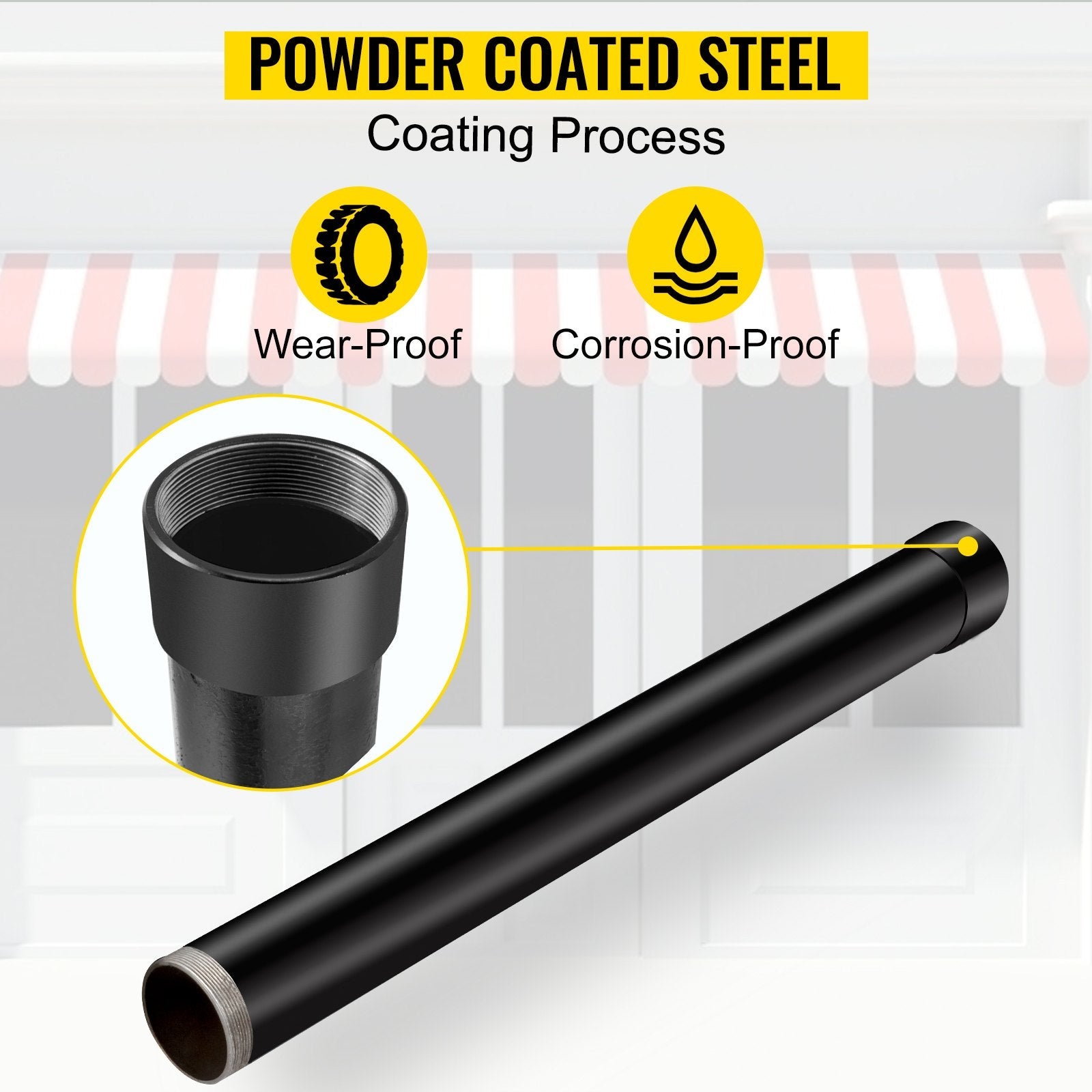 VEVOR Sail Pole Extension, 21\" Height Shade Pole Extension, 3\" Diameter Shade Sail Pole Extender, Heavy Duty Steel Structure Powder Coated Sun Shade Extension Poles Suitable for Deck, Garden, Backya 