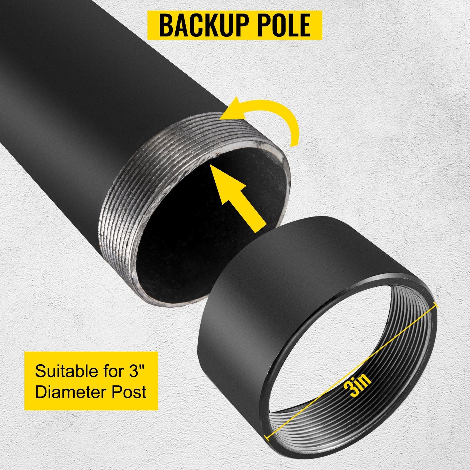 VEVOR Sail Pole Extension, 21\" Height Shade Pole Extension, 3\" Diameter Shade Sail Pole Extender, Heavy Duty Steel Structure Powder Coated Sun Shade Extension Poles Suitable for Deck, Garden, Backya 