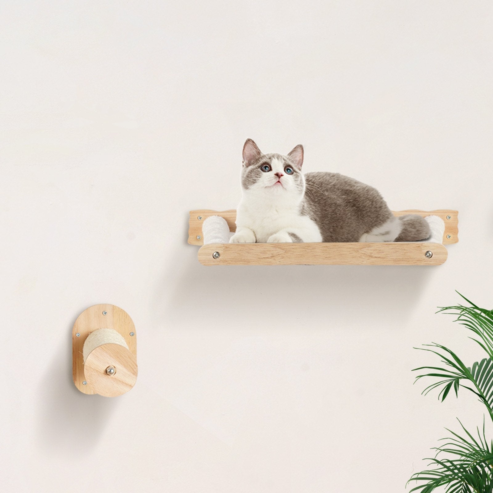 VEVOR Wall Mounted Cat Shelves with 2 Jumping Posts & 2 Hammocks up to 40 lbs 