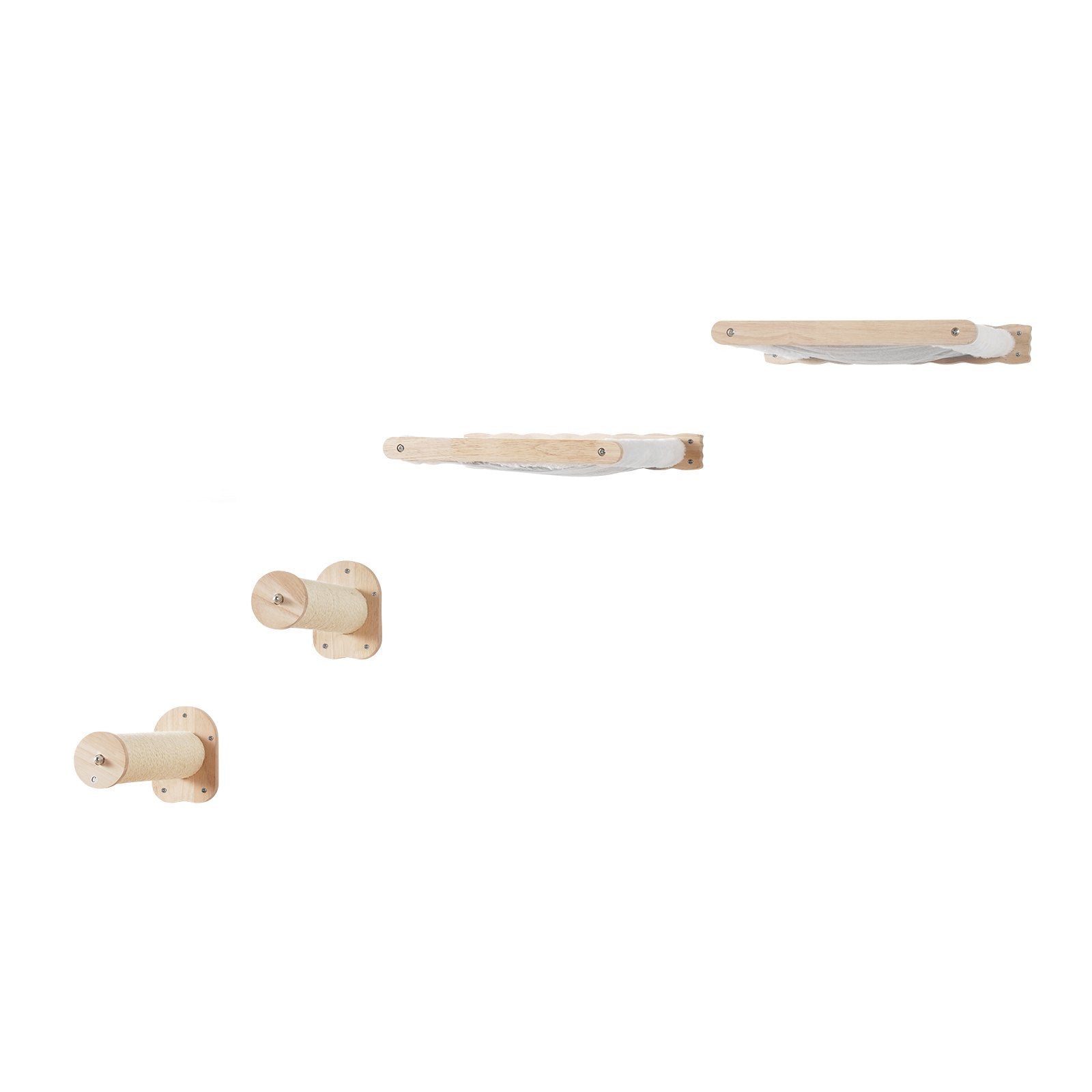 VEVOR Wall Mounted Cat Shelves with 2 Jumping Posts & 2 Hammocks up to 40 lbs 