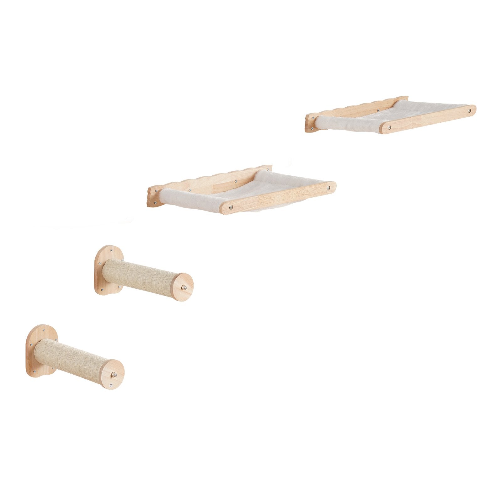 VEVOR Wall Mounted Cat Shelves with 2 Jumping Posts & 2 Hammocks up to 40 lbs 