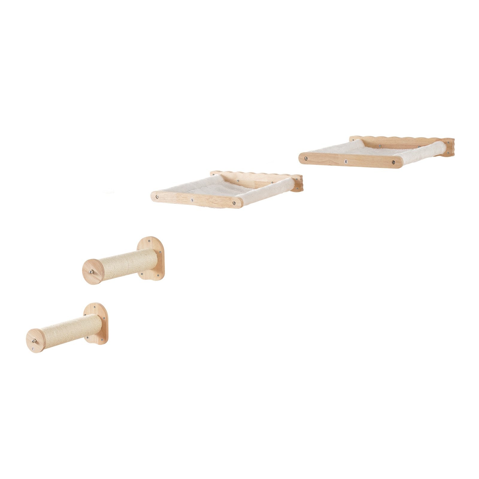 VEVOR Wall Mounted Cat Shelves with 2 Jumping Posts & 2 Hammocks up to 40 lbs 