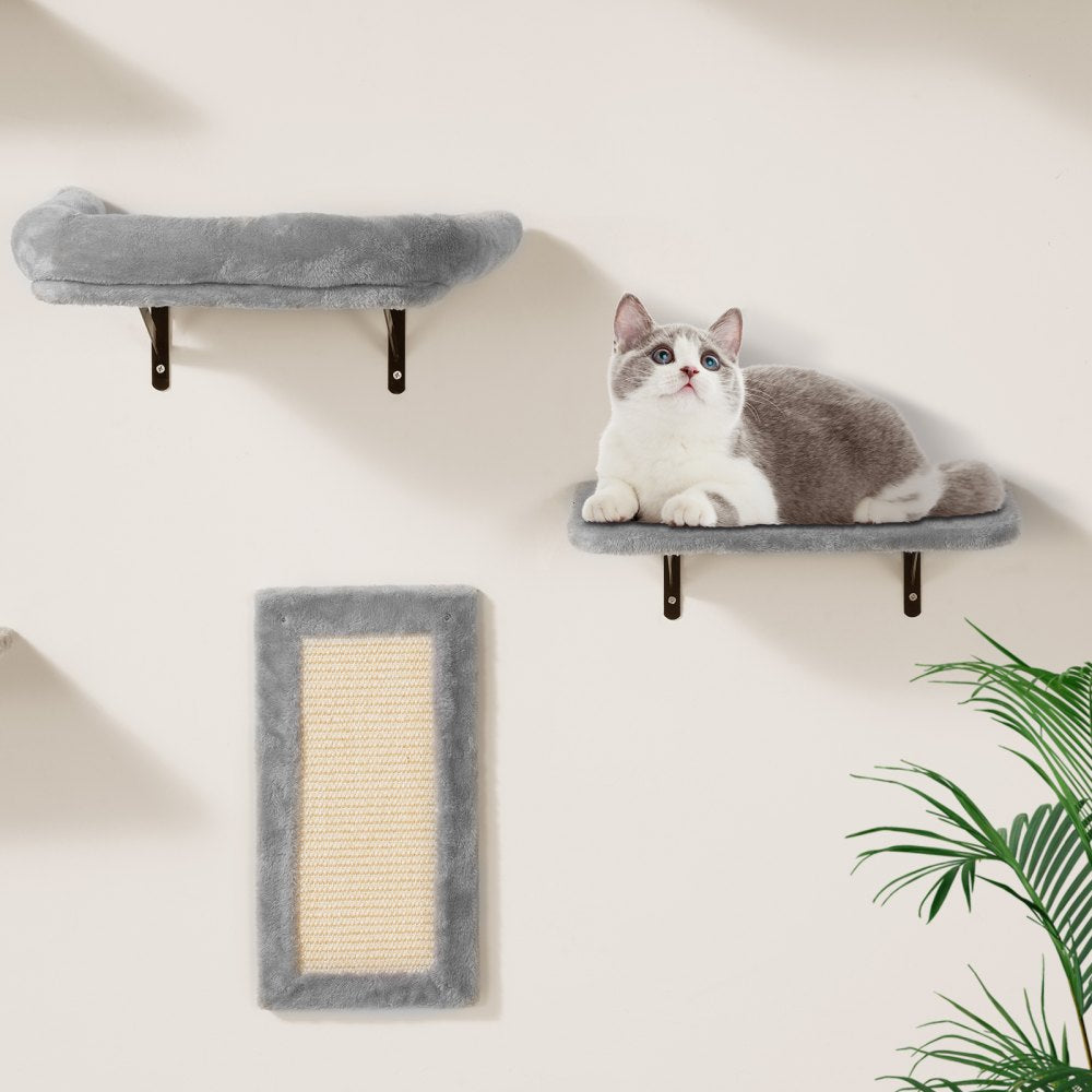 VEVOR Wall Mounted Cat Shelves Tree with Jump Boards Hammock Sofa Grip Set of 6 