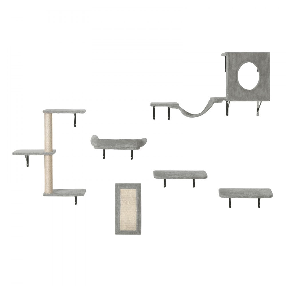 VEVOR Wall Mounted Cat Shelves Tree with Jump Boards Hammock Sofa Grip Set of 6 