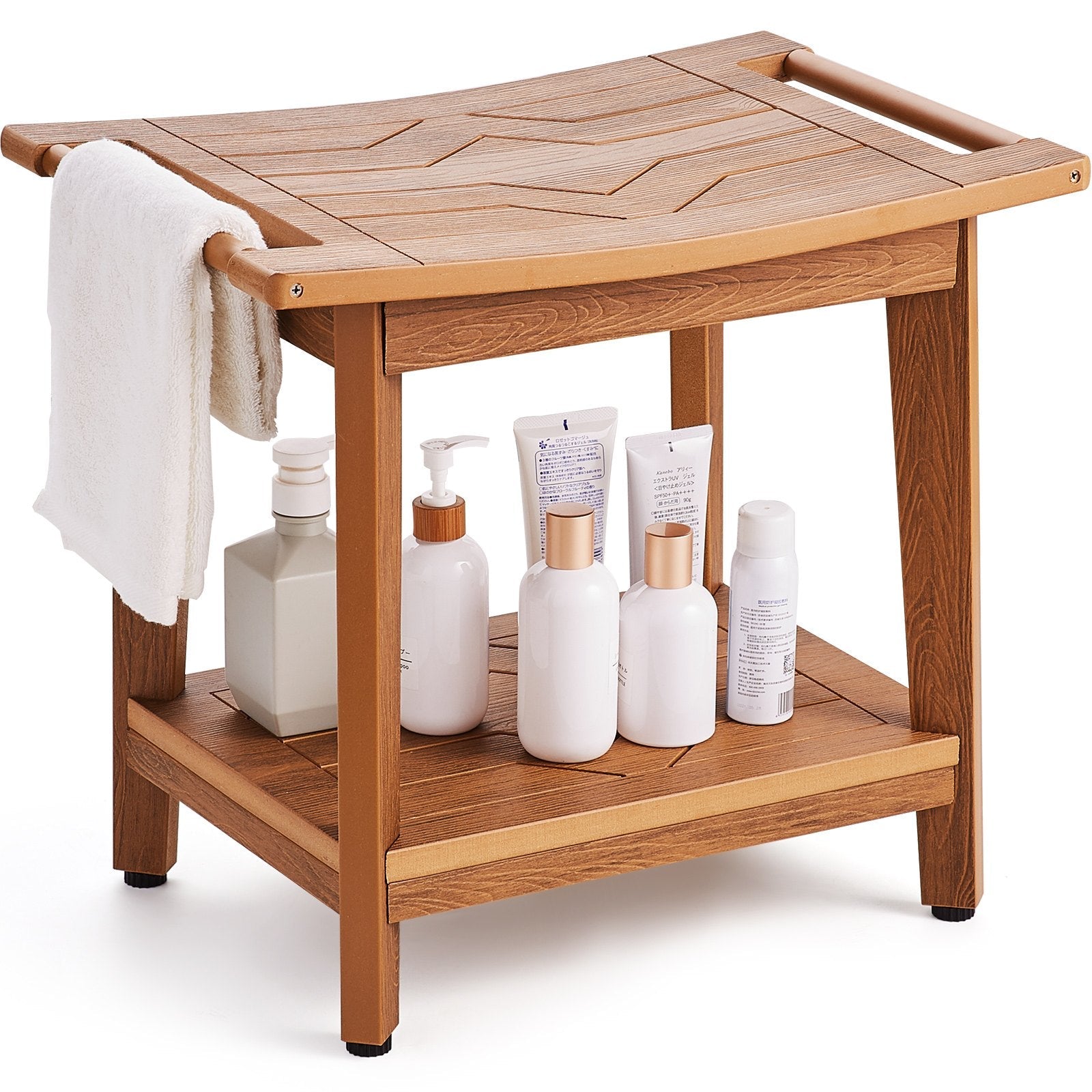 VEVOR Poly Lumber Shower Bench 21 x 14 x 18.5 in Shower Stool Chair for Bathroom 