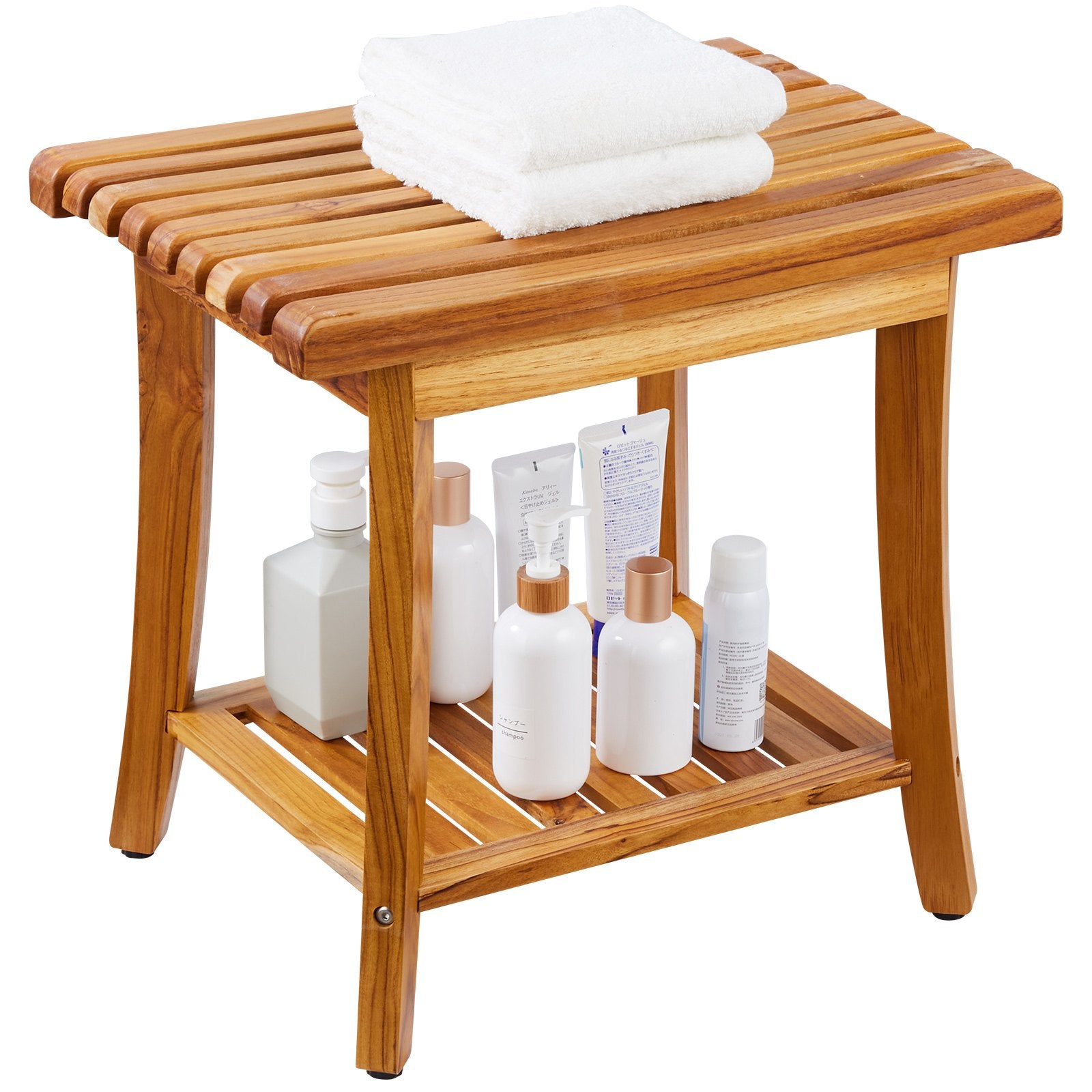 VEVOR Teak Shower Bench 20 x 14.3 x 17.9 in Wood Shower Stool Chair for Bathroom 