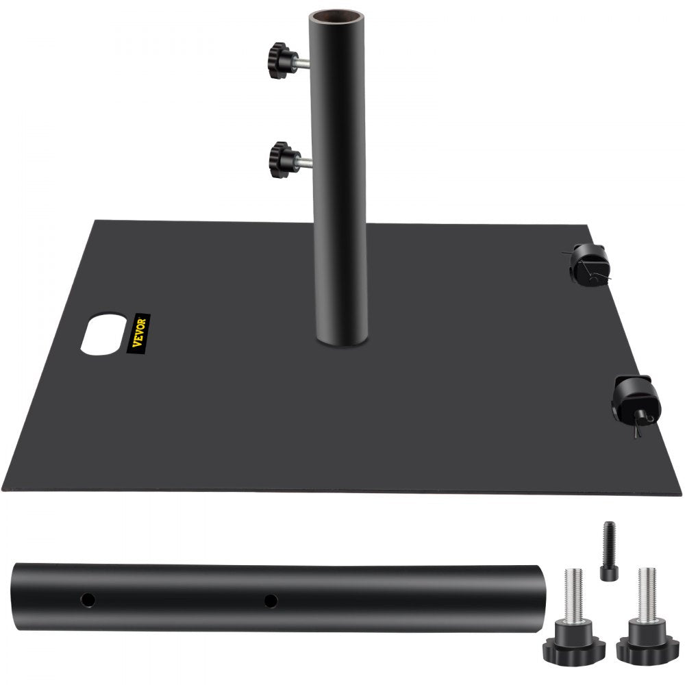 VEVOR Umbrella Base, 24" Square Heavy Duty Umbrella Base, 32lbs Umbrella's Holder Stand, Cast Iron Umbrella Base for 1.5-2" Umbrella Pole Market Umbrella Base with 14" Height Pipe for Yard/Garden/Deck 