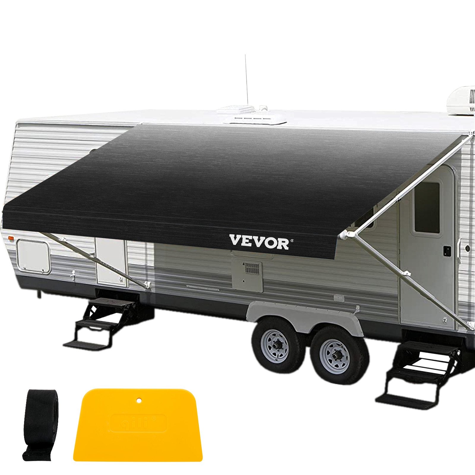 VEVOR RV Awning, Awning Replacement Fabric 18 FT, Charcoal Fade RV Awning Replacement, 15oz Vinyl Material Replacement Awning, Sun Shade and Waterproof Camper Awning Replacement Fabric 