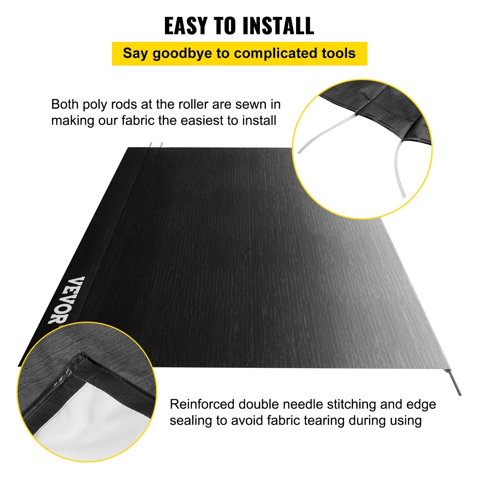 VEVOR RV Awning, Awning Replacement Fabric 19 FT (Fabric 18'2"), Charcoal Fade RV Awning Replacement, 15oz Vinyl Material Replacement Awning, Sun Shade And Waterproof Camper Awning Replacement Fabric 