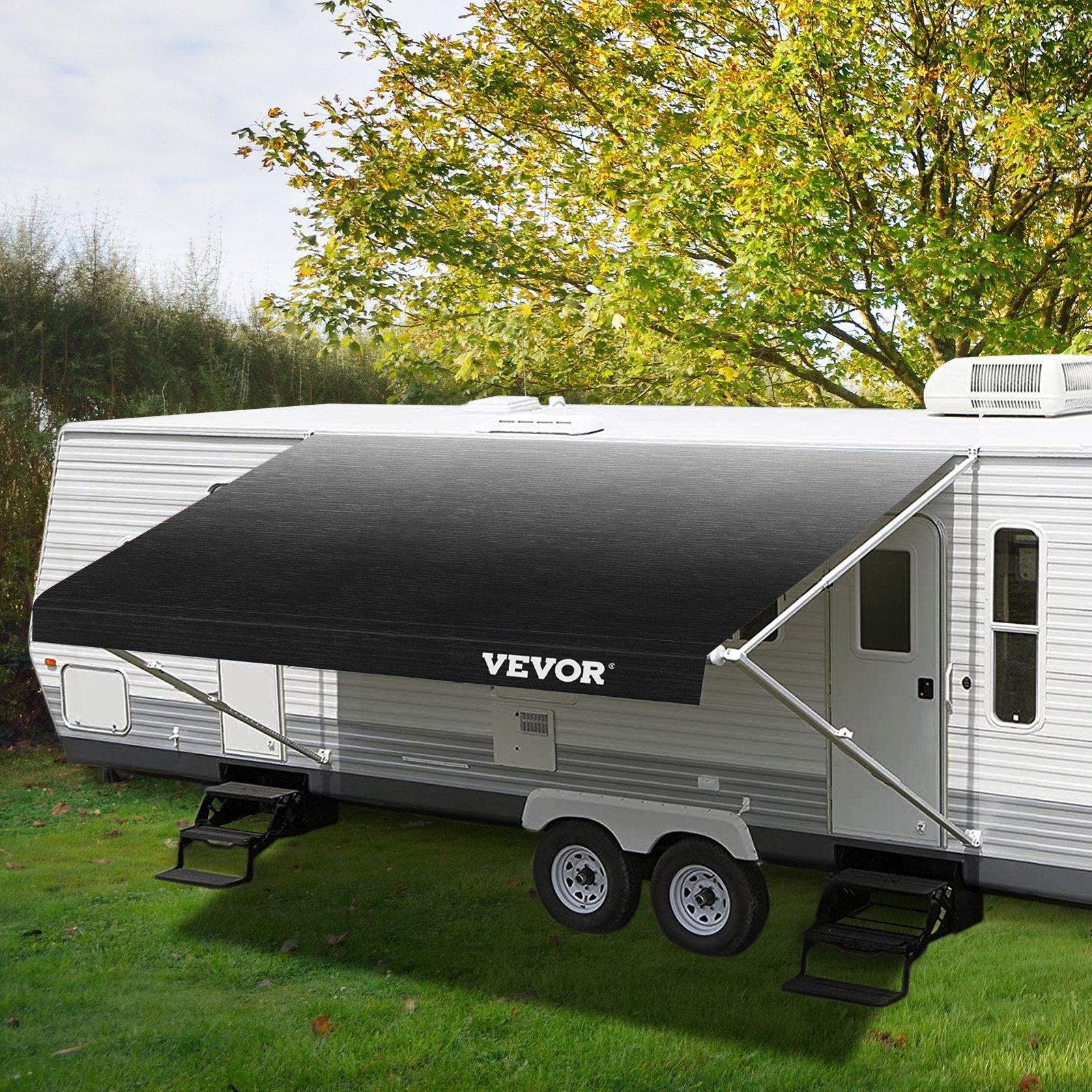 VEVOR RV Awning, Awning Replacement Fabric 19 FT (Fabric 18'2"), Charcoal Fade RV Awning Replacement, 15oz Vinyl Material Replacement Awning, Sun Shade And Waterproof Camper Awning Replacement Fabric 