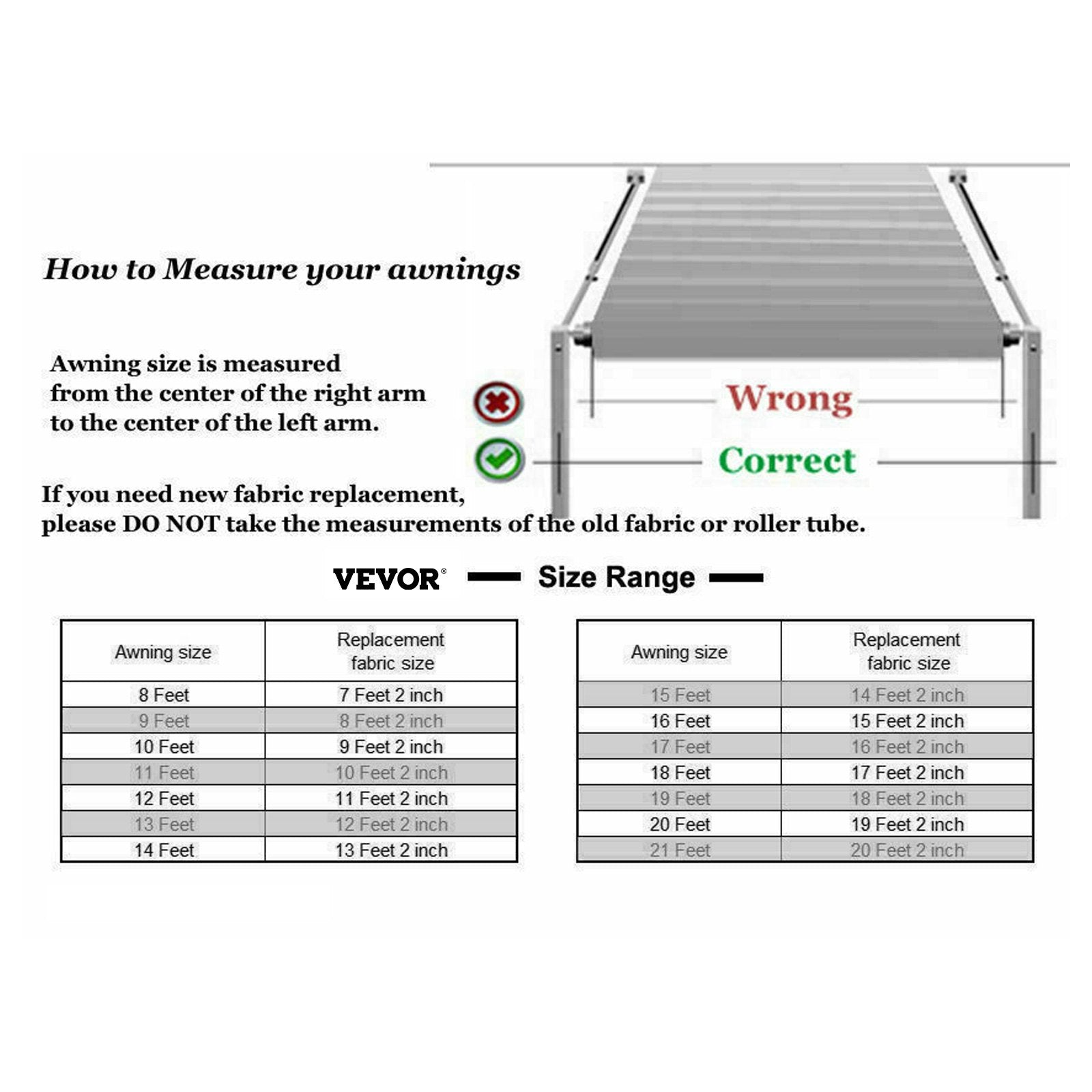 VEVOR RV Awning, Awning Replacement Fabric 19 FT (Fabric 18'2"), Charcoal Fade RV Awning Replacement, 15oz Vinyl Material Replacement Awning, Sun Shade And Waterproof Camper Awning Replacement Fabric 