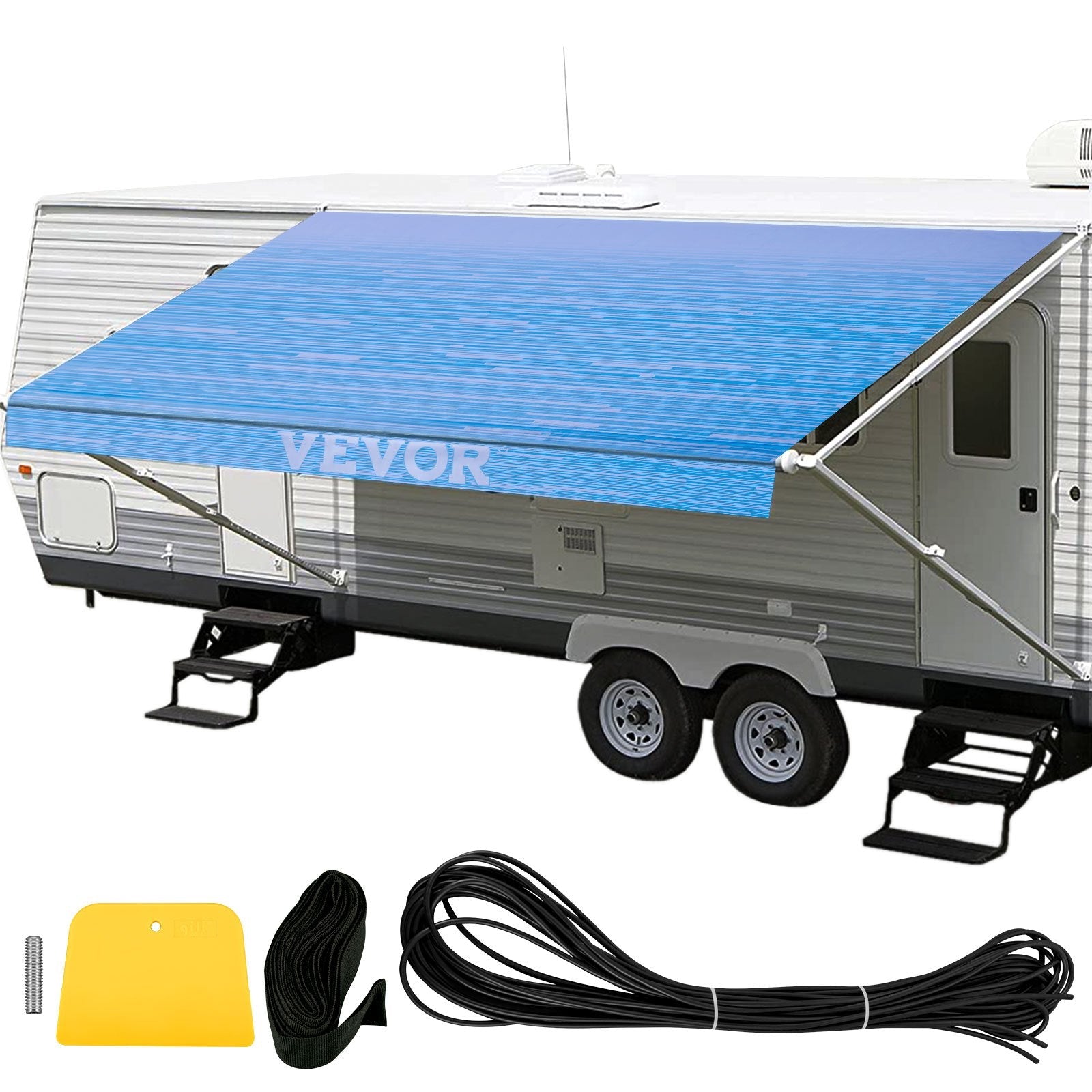 VEVOR RV Awning 16' Camper Awning Fabric, Trailer Awning Canopy Patio Camping Car Awning, Durable 15oz Vinyl Roller Tube for RV, Van, SUV, Patio Awning Replacement Ocean Blue Fade 