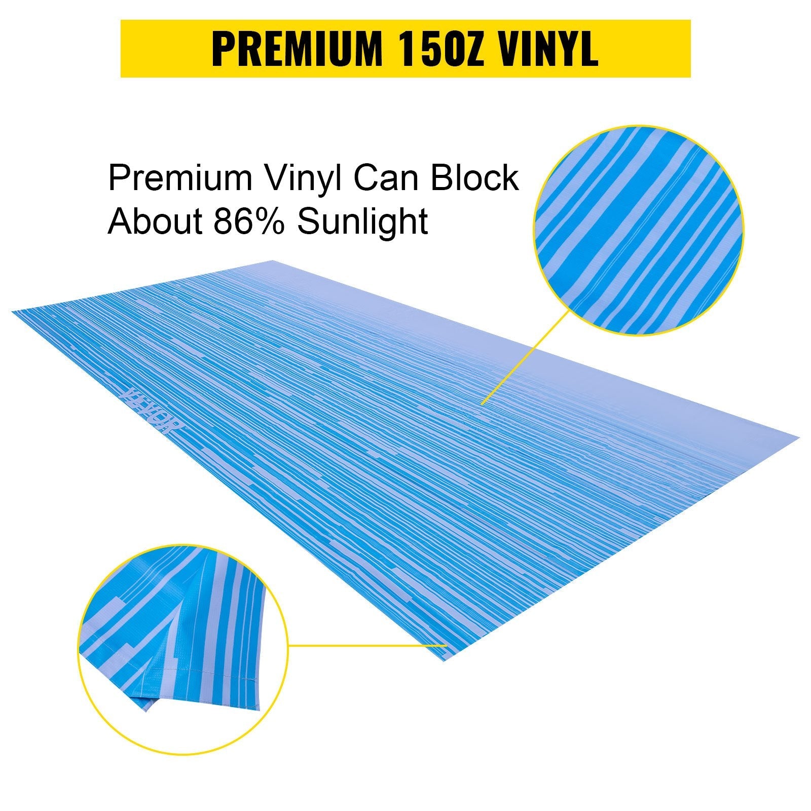 VEVOR RV Awning 16' Camper Awning Fabric, Trailer Awning Canopy Patio Camping Car Awning, Durable 15oz Vinyl Roller Tube for RV, Van, SUV, Patio Awning Replacement Ocean Blue Fade 