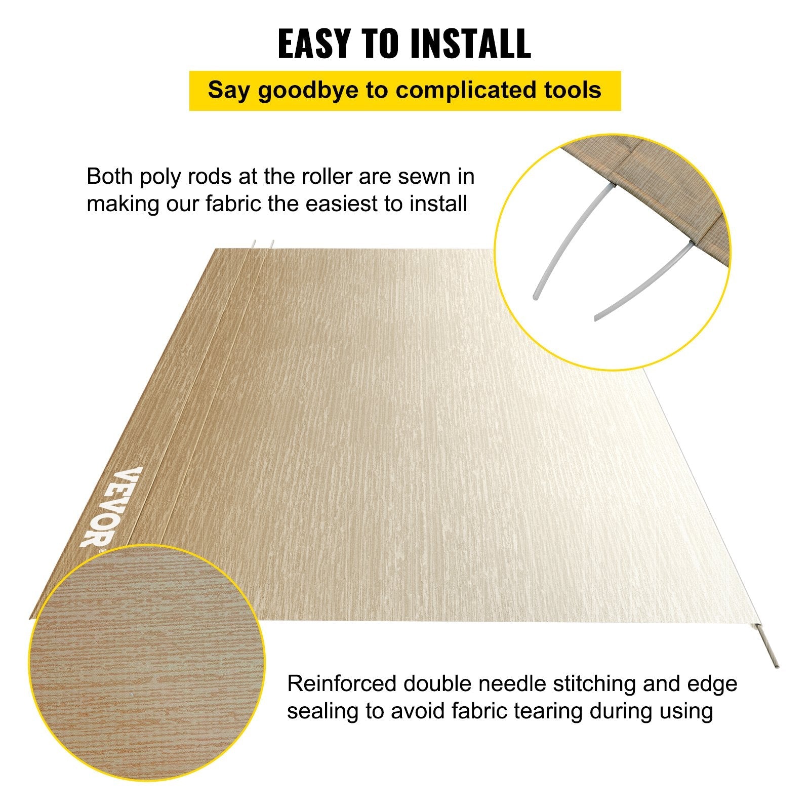 VEVOR RV Awning, Awning Replacement Fabric 19 FT, Brown Fade RV Awning Replacement, 15oz Vinyl Material Replacement Awning, Sun Shade and Waterproof Camper Awning Replacement Fabric 