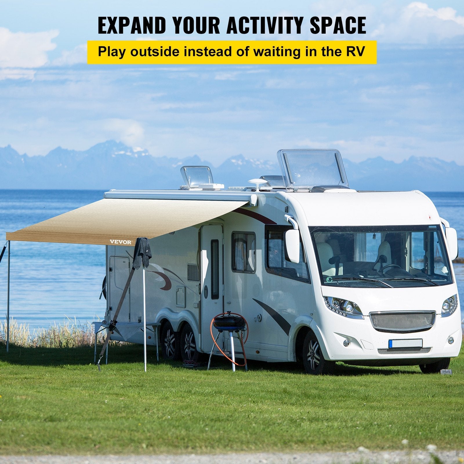 VEVOR RV Awning, Awning Replacement Fabric 19 FT, Brown Fade RV Awning Replacement, 15oz Vinyl Material Replacement Awning, Sun Shade and Waterproof Camper Awning Replacement Fabric 