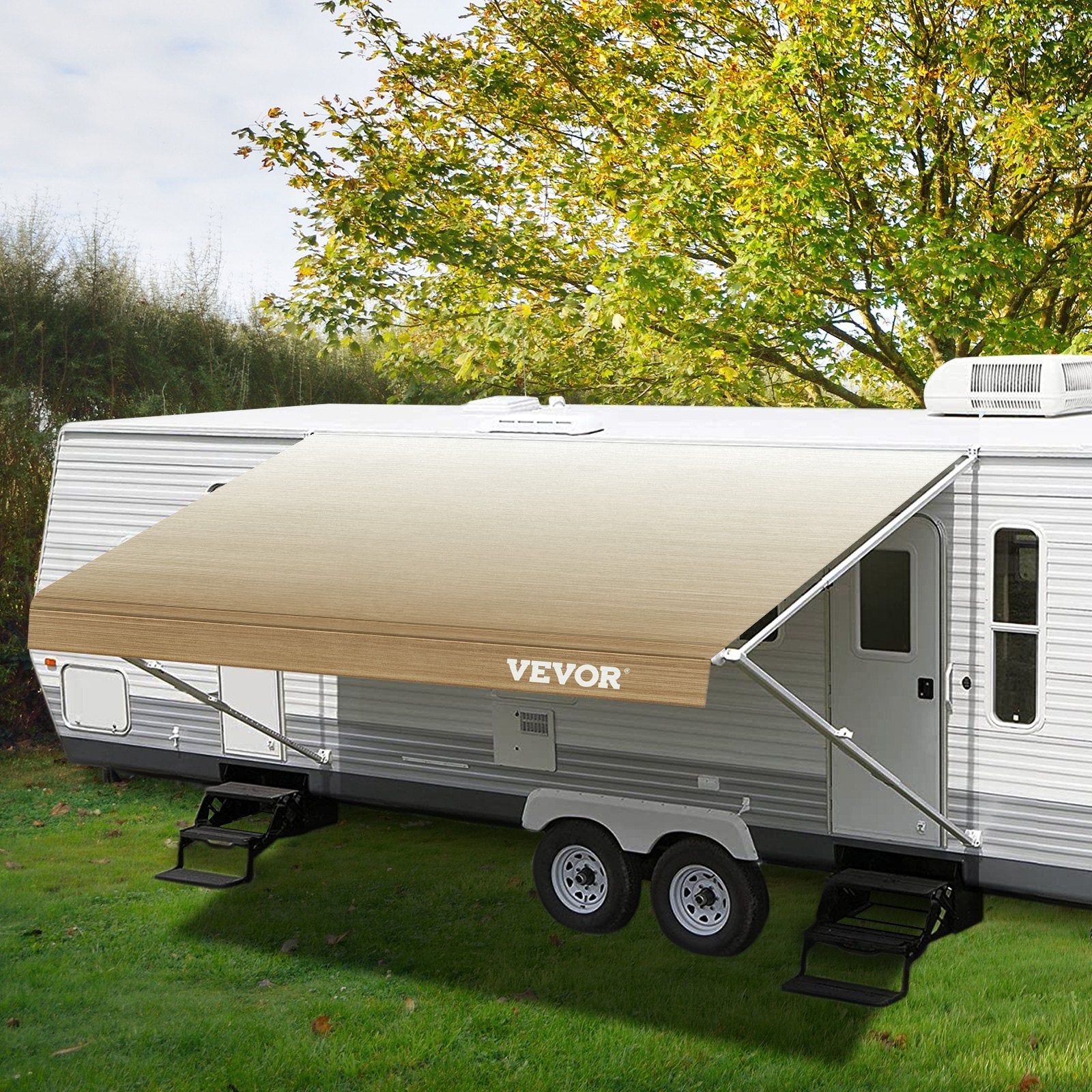 VEVOR RV Awning, Awning Replacement Fabric 19 FT, Brown Fade RV Awning Replacement, 15oz Vinyl Material Replacement Awning, Sun Shade and Waterproof Camper Awning Replacement Fabric 