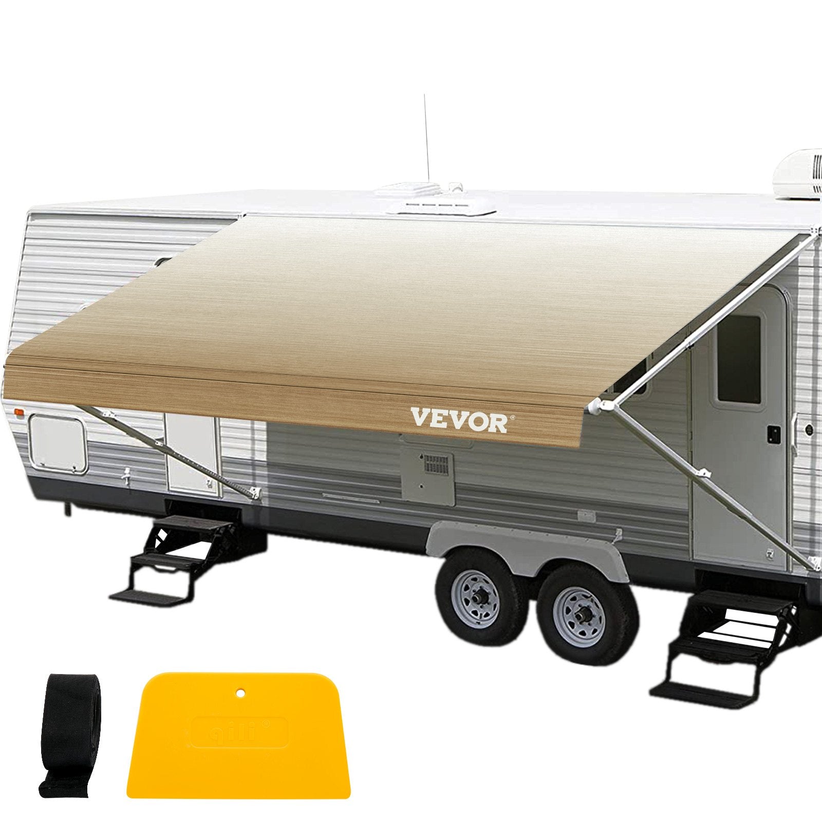 VEVOR RV Awning, Awning Replacement Fabric 19 FT, Brown Fade RV Awning Replacement, 15oz Vinyl Material Replacement Awning, Sun Shade and Waterproof Camper Awning Replacement Fabric 