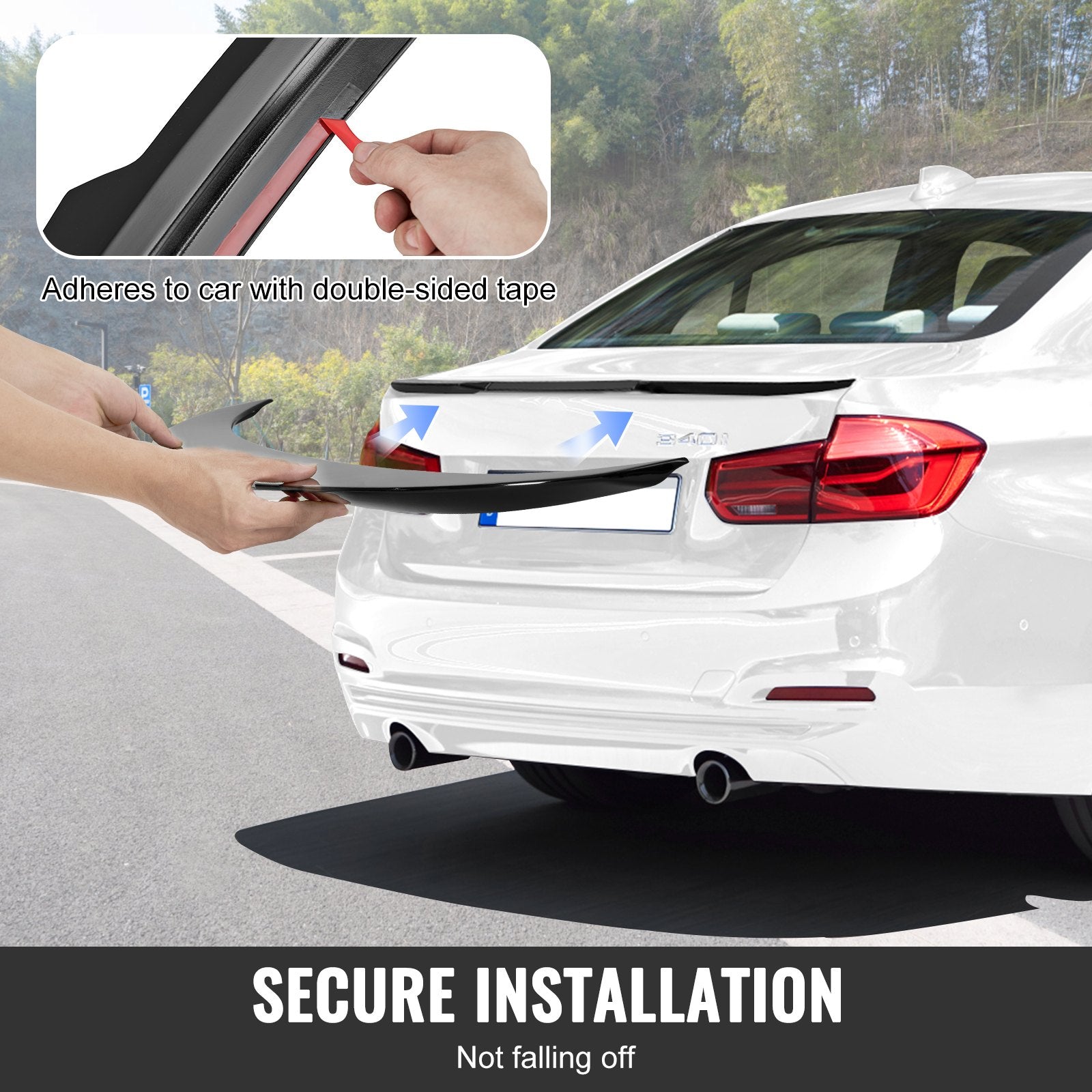 VEVOR GT Wing Car Spoiler, 48.4 inch Spoiler, Compatible with 2012-2018 BMW F30, High Strength ABS Material, Baking Paint, Car Rear Spoiler Wing, Racing Spoilers for Cars, Glossy Black 