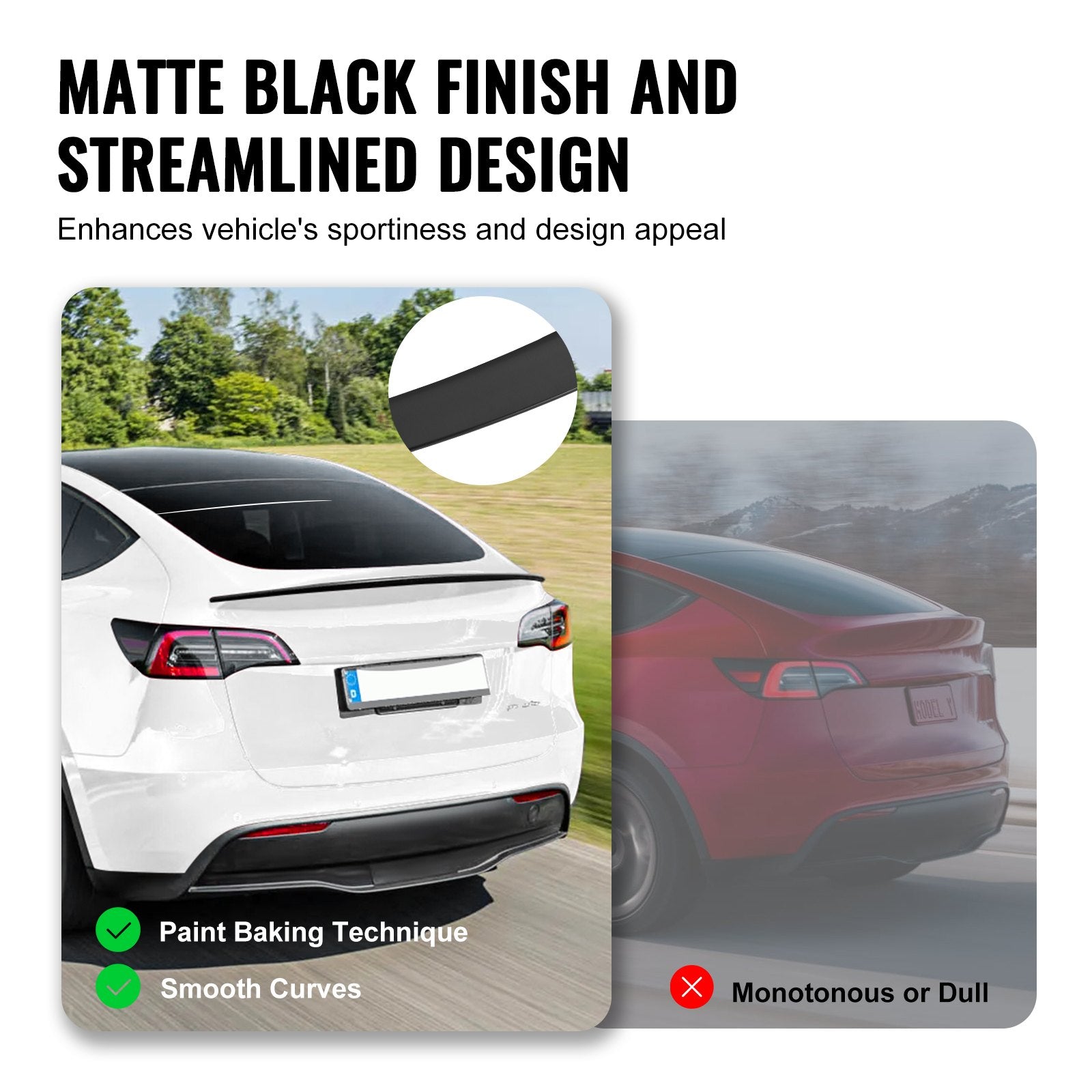 VEVOR Rear Spoiler 47.2'' GT Style Trunk Wing Compatible with Tesla Model Y 