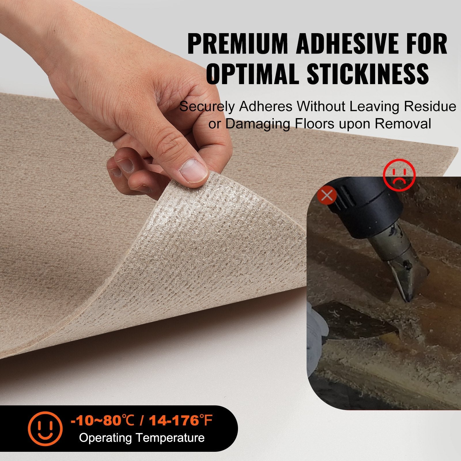 VEVOR Carpet Tiles Peel and Stick, 18” x 18” Squares Self Adhesive Carpet Floor Tile, Soft Padded Carpet Tiles, Easy Install DIY for Bedroom Living Room Indoor Outdoor (10 Tiles, Light Brown) 