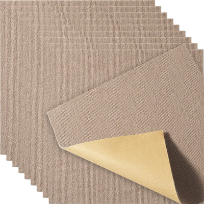 VEVOR Carpet Tiles Peel and Stick, 18” x 18” Squares Self Adhesive Carpet Floor Tile, Soft Padded Carpet Tiles, Easy Install DIY for Bedroom Living Room Indoor Outdoor (10 Tiles, Light Brown) 