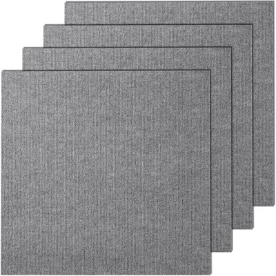 VEVOR Carpet Tiles Peel and Stick, 24” x 24” Squares Self Adhesive Carpet Floor Tile, Soft Padded Carpet Tiles, Easy Install DIY for Bedroom Living Room Indoor Outdoor (9Tiles, Light Gray) 