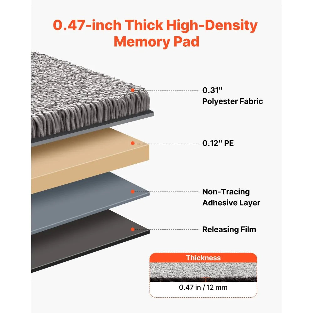 VEVOR Carpet Tiles 18x18 inch, 10 Pack Peel and Stick Carpet Square Rug, Self Adhesive Commercial Floor Soft Padded for Seamless Cover 22.5sq.ft, Easy DIY for Living Room Office, Dark Brown 