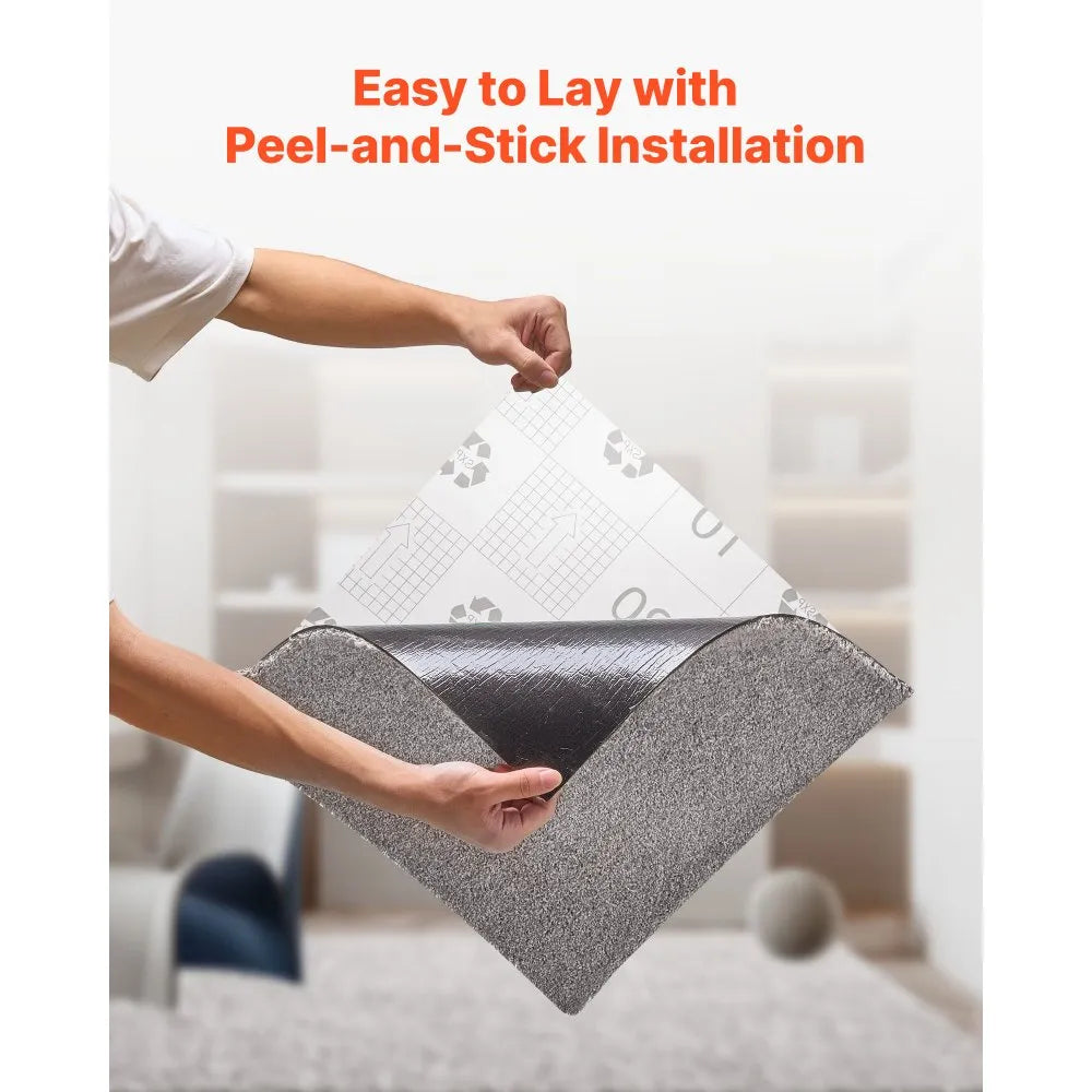 VEVOR Carpet Tiles 18x18 inch, 10 Pack Peel and Stick Carpet Square Rug, Self Adhesive Commercial Floor Soft Padded for Seamless Cover 22.5sq.ft, Easy DIY for Living Room Office, Dark Brown 