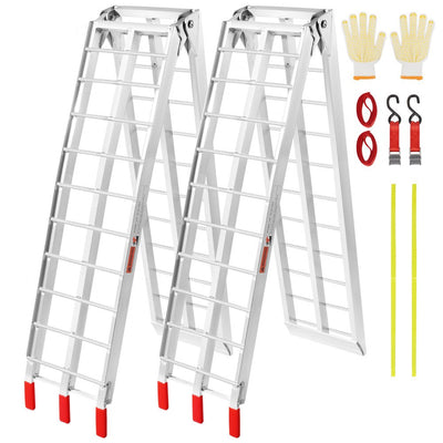 VEVOR Aluminum Ramps, 1500 lbs Folding Loading Ramps for Pickup Trucks Bed, Trailers Ramp with Load Straps for Dirt Bike, UTV, ATV, Trucks, Lawn Mowers, Snowblower, Cargo Trailer, 89"L x 12"W, 2 Pcs 