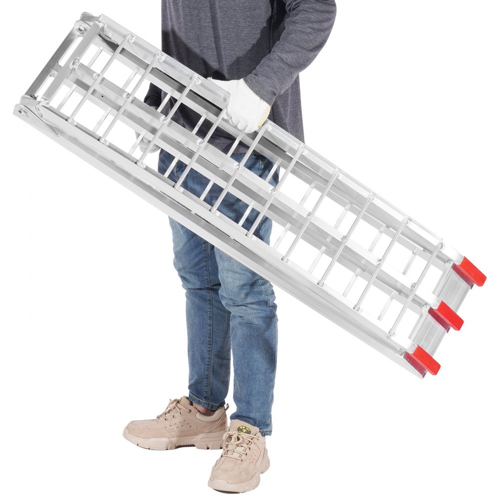 VEVOR Aluminum Ramps, 1500 lbs Folding Loading Ramps for Pickup Trucks Bed, Trailers Ramp with Load Straps for Dirt Bike, UTV, ATV, Trucks, Lawn Mowers, Snowblower, Cargo Trailer, 89"L x 12"W, 2 Pcs 